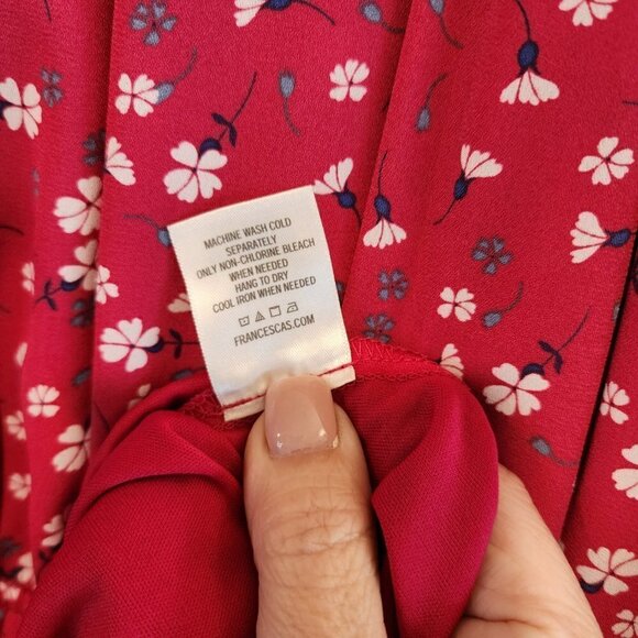 Francescas Mi Ami MINI DRESS Halter Red White Floral Blouson Lightweight Sz L - Picture 6 of 10